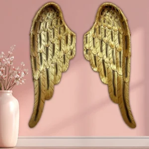 Sculptural Angel Wings, 2 Piece Set, Vintage Style, Antique Gold