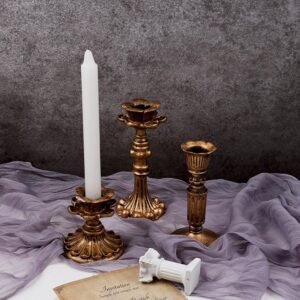 Brass Gold Candlestick Holder Set – Decorative Candle Stick Holders
