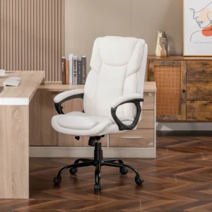 Executive Ergonomic High Back Leather Home Office Desk Chair, White